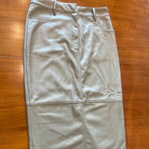 Oliver Bonas Faux Leather Long Skirt – Light Grey, Size 8 – With Pockets